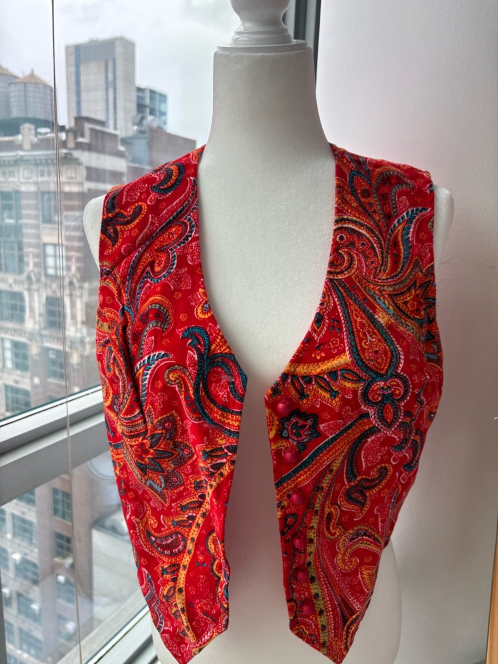 Vintage Red Paisley Vest